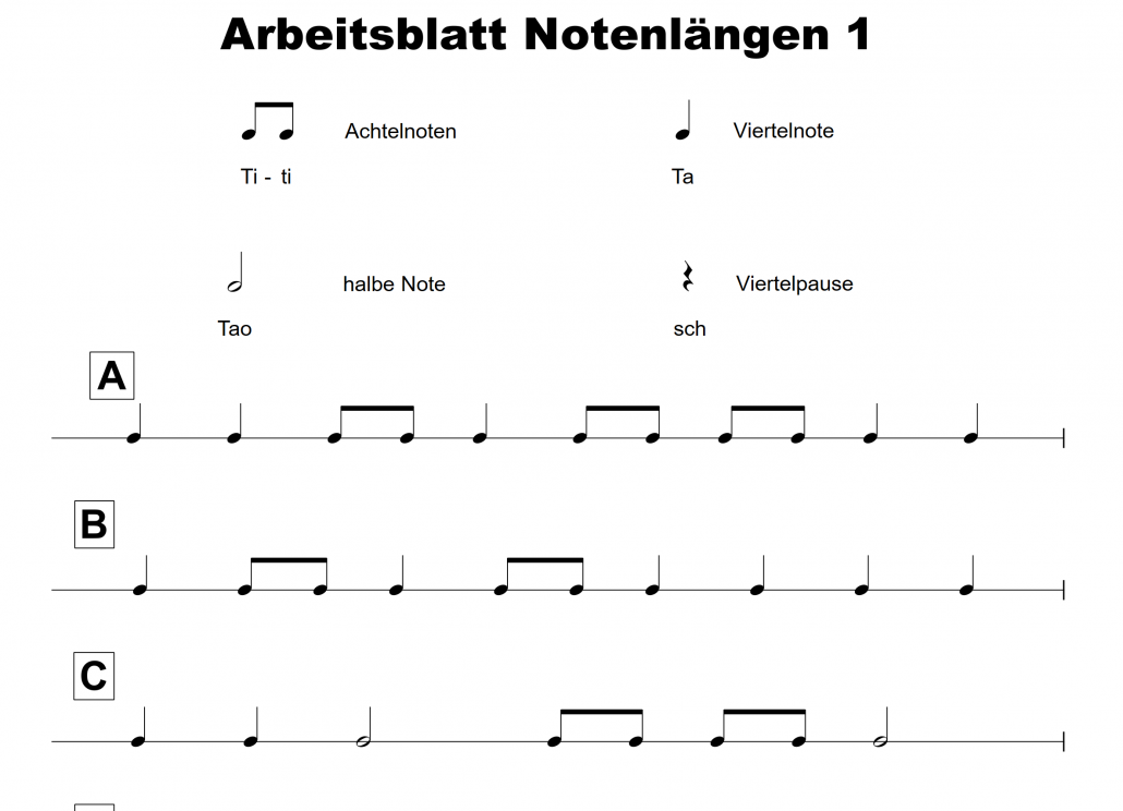 Start Der Blaserklassen Mit Rhythmus Zwei Hilfreiche Arbeitsblatter Fur Den Beginn Addizio